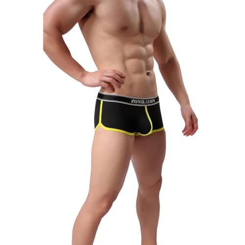 ZONBAILON Mens Sexy Bulge Enhancing Briefs Boxer Trunks Ice Silk Dual Pouch Smooth Tagless Underwear Black 2XL