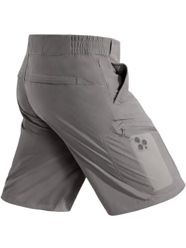 FREEKITE Men's Hiking Cargo Shorts Lightweight Water Resistant Tactical Quick Dry Shorts for Men Travel Work Casual with 6 Pockets(Grey 38W/10L)