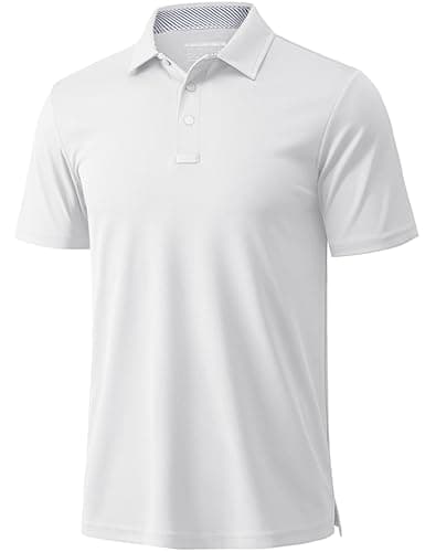MAGCOMSEN White Polo Shirts for Men Short Sleeve Performance Moisture Wicking Golf Polos Athletic Work Casual Plain Collared Shirt