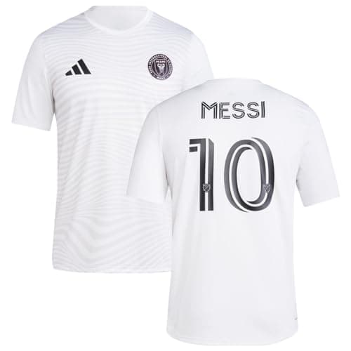 adidas Lionel Messi Inter Miami CF #10 Men's Player Name & Number Performance Shirt (White, Large)