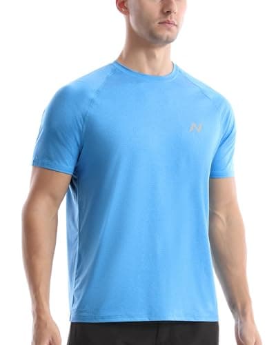 isnowood UPF 50+ Swim Shirts for Men, Sun Protection Quick Dry Rash Guard, Mens Short Sleeve Surf Athletic Shirt