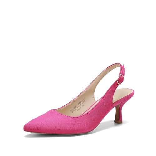 DREAM PAIRS Women's Kitten Heel Slingback Pointed Closed Toe Low Stiletto Heels Dress Bridal Elegant Wedding Pumps Shoes,Size 6,Hot Pink,SDPU2444W