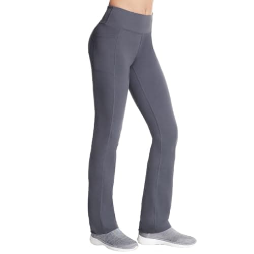 Skechers Women's Go Walk High Waisted Pant Joy – 4-Way Stretch, Moisture-Wicking, Layered Waistband, Charcoal Grey, X-Small