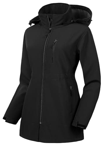 CREATMO US Womens Plus Size Lightweight Jackets Windbreaker Women's Fall Cycling Team Jacket Fleece Long Soft Shell Insulated Warm Winter Coat Waterproof Hood Black 3X