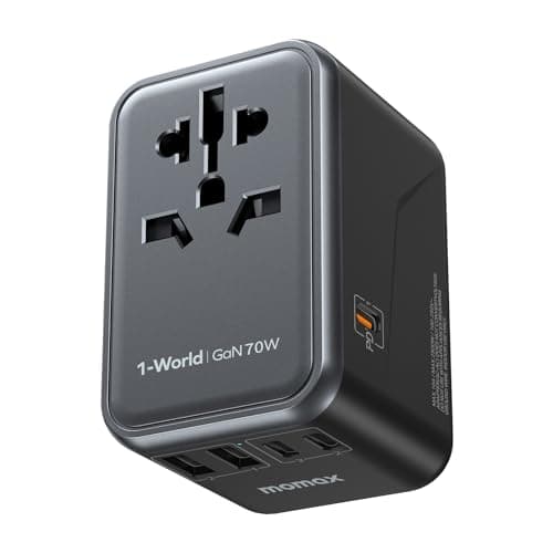 MOMAX 70W GaN Universal Travel Adapter, All-in-One Travel Charging