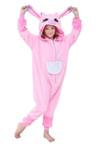 Kids Animal Onesie Pajamas Halloween Cosplay Costume for Girls (US, Age, 8 Years, Fenzai pink)