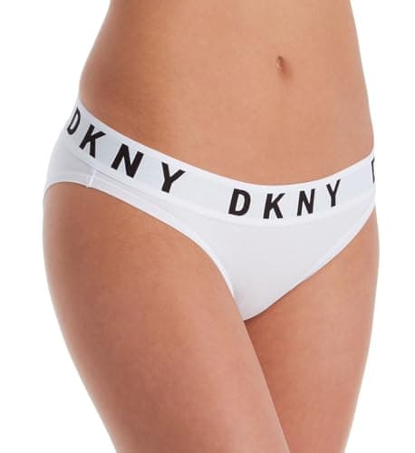 DKNY Women's Cozy Boyfriend Bikini Underwear, White/Black, X Large