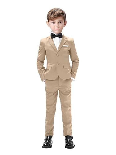 Khaki Suit for Boys Formal Suits for School Event Tuxedo for Kids Suit Size 7 Wedding Ring Bearer Outfit for Boy
