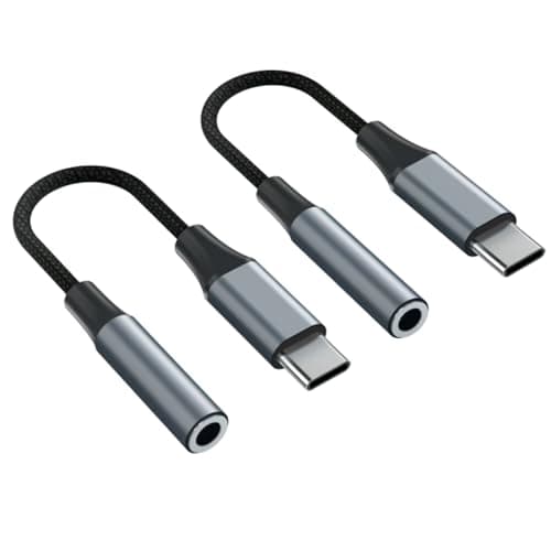 YGKSAA 2pcs USB C to 3.5mm Female Headphone Jack Adapter, Upgrade Metal Case, Compatible with Samsung S20+/S21 Ultra, iPhone15 16 17, and More USB C Audio Devices