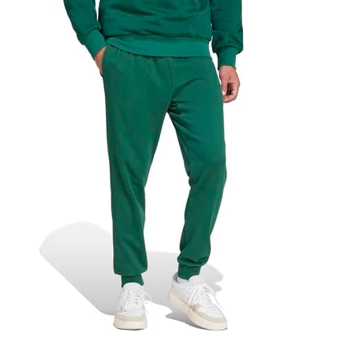 Adidas Mens Essentials Feel Cozy French Terry Sportswear Pants, Collegiate Green/Black, X-Small