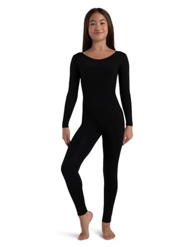 Capezio girls Girls' Team Basic Long Sleeve Unitard athletic leotards, Black, 10 12 US