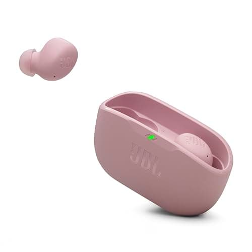 JBL Vibe Buds 2 - True Wireless Noise Cancelling Earbuds with JBL Pure Bass Sound & Smart Ambient Technology, 4mics for Crisp, Clear Calls, up to 40Hrs of Playback, IP54 Dust & Water Resistant (Pink)