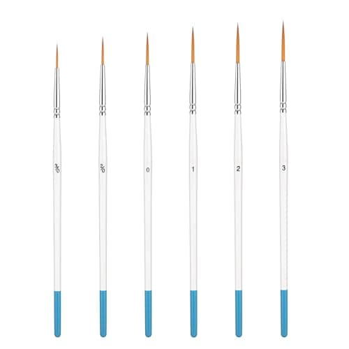 Fine Tip Paint Brush, 6 Pcs Highly Flexible Paint Brushes Extra Long Fine Point Liner Tip Fines Detail Paintbrushes for Model, Fingure, Watercolor, Acrylic, and Miniature Painting