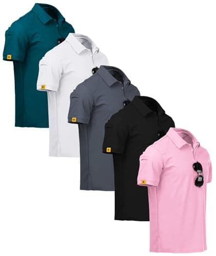 ZITY 5 Pack Mens Polo Shirt Short Sleeve Sports Golf Tennis T-Shirt Moisture-Wicking Summer Shirts