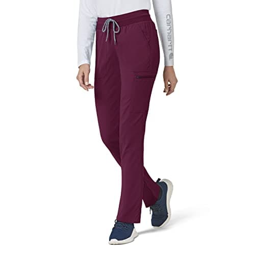 Carhartt Rugged Flex Peak Scrubs for Women, Slim Leg Scrub Pants Wine