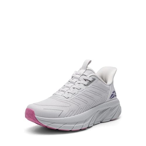 ALLSWIFIT Women's Slip On Walking Shoes Running Comfortable Tennis Breathable Non Slip Athletic Gym Workout Cross Training Fashion Sneakers,Size 6.5,Light Grey Purple,SARR034W