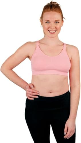 Bamboobies Women's Nursing Bra, Maternity Clothing for Breastfeeding, Super Strappy, Pink, Medium