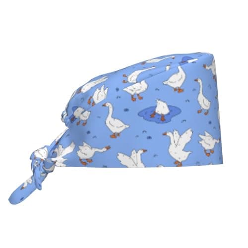 Goose Ducks Gooses Geese Working Cap Scrub Cap with Sweatband Adjustable Unisex Women Tie Back Hat Nurse Surgical Caps