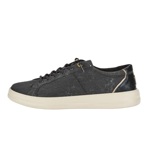 HEYDUDE Women's Karina Classic Black/Snake Size 6 | Women's Shoes | Women's Slip On Sneakers | Comfortable & Light-Weight