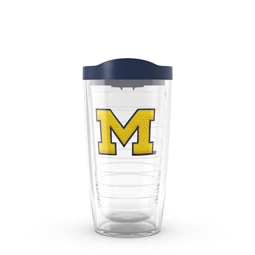 Tervis Made in USA Double Walled University of Michigan UM Wolverines Insulated Tumbler Cup Keeps Drinks Cold & Hot, 16oz, Big M