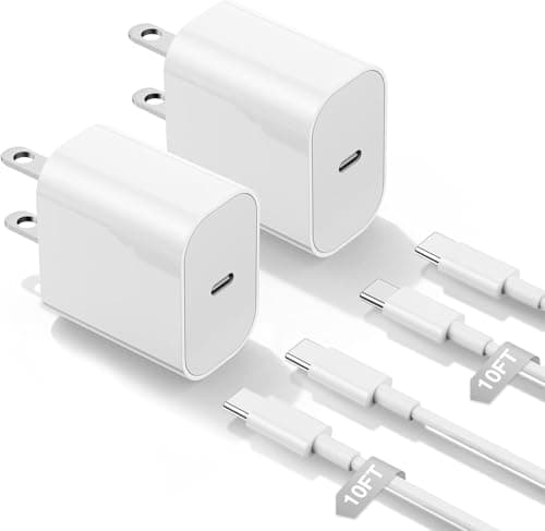 iPhone 15 16 17 Charger Fast Charging 10 ft and Long USB C to C Cable Cord 10ft, 20W Type C Wall Block Power Adapter Plug Cube Brick for Apple iPhone 17 Pro Max/17 Air/16 Pro/16/15 Plus/15/iPad Mini