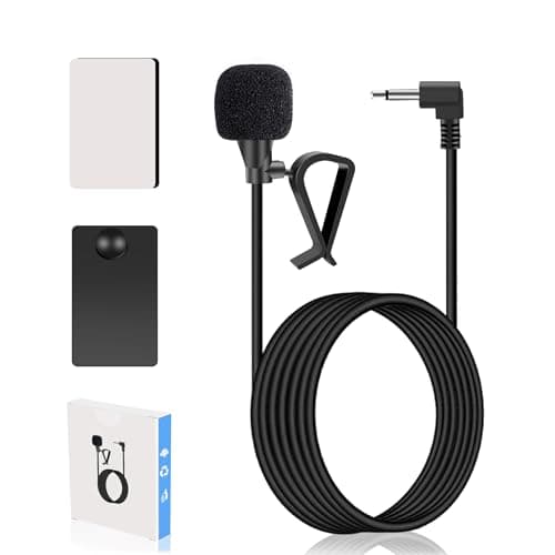 GHIOPMZ Car Microphone 3.5mm, External Mic for Car Stereo Radio, GPS DVD Head Unit Universal Hands Free Car Audio Microphone