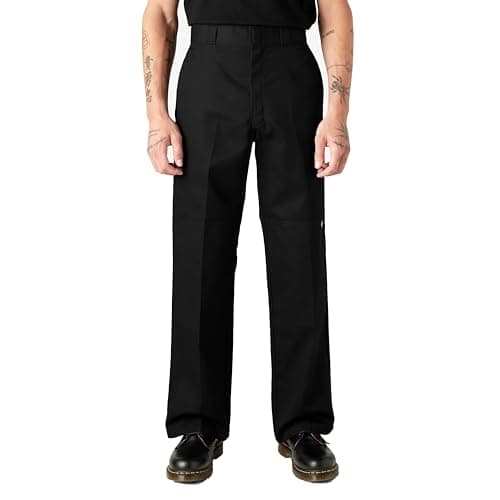 Dickies Men's Loose Fit Double Knee Work Pants – Durable Twill Utility Trousers for Construction & Warehouse, Black, 44W x 30L