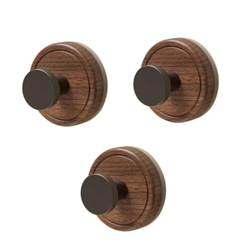 ZMHKJZDQ Wreath Hanger for Front Door Suction Cup Wooden Wall Coat Hooks Farmhouse Decorative Natural Walnut Wood Hooks for Hanging Christmas Wreath Hanger Clothes Keys Bags Jackets (3PCS)