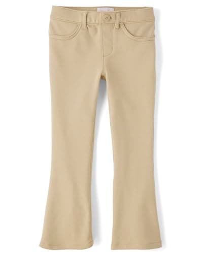 The Children's Place,Girls,Uniform Ponte Flare Leg Pants,Sand,10