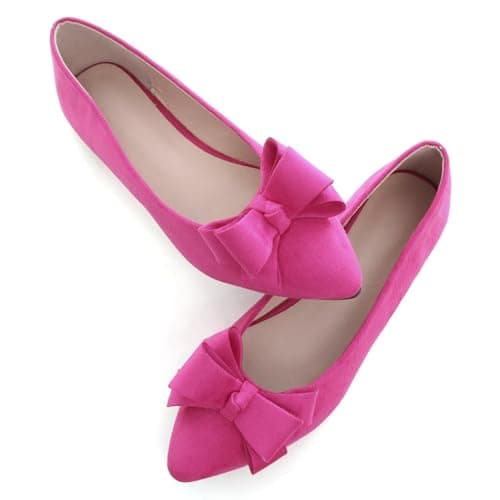 SAILING LU Women's Bow-Knot Pointed Toe Ballet Flats Rose Size 7.5