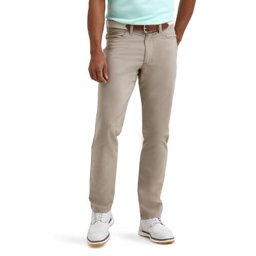 Lee Men's Golf Series 5-Pocket Synthetic Long Pant, Mushroom, 34W x 30L