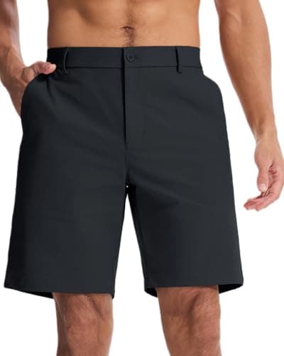 SNOWTEN Men's Flat Front Golf Shorts 9in Comfort Flex Breathable Soft Touch Regular Fit Zip Fly with Belt Loops Daily Golf Darkgrey 30