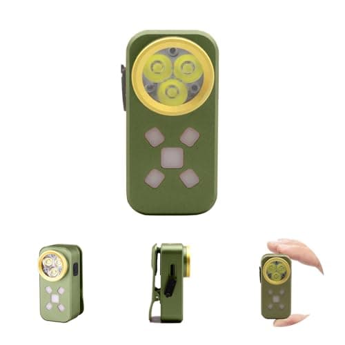 FOSFIS Rechargeable EDC Flashlight, 500 Lumens Portable Clip On Light, Pocket Flashlights Rechargeable, IP68 Waterproof Mini EDC Light for Signaling, Camping, Emergency (Green)