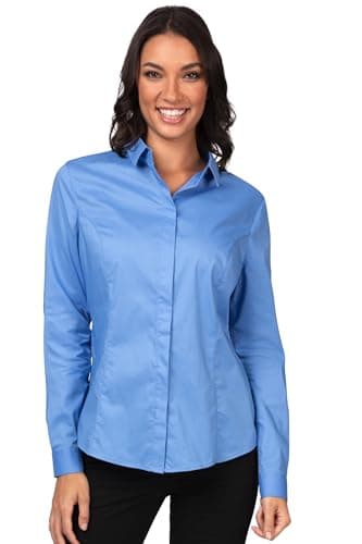 Chef Works Women's Premium Formal Dress Shirt, French Blue - New, Small