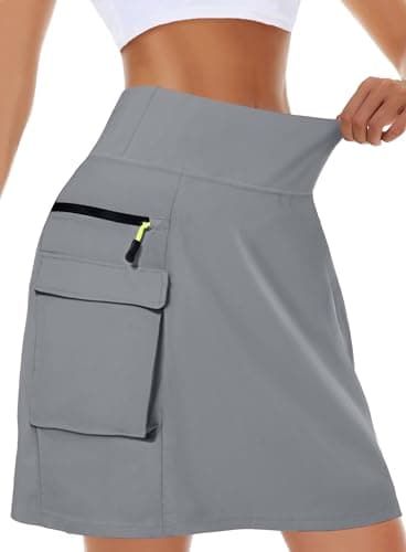 Kimmery Cargo Skirt with Shorts Underneath Golf Skirts for Women Athletic Skort 2XL Grey