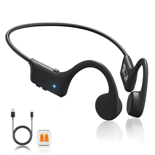 Bone Conduction Headphones, Bluetooth Open Ear Headphones for Running Workout, Wireless Headphones with 12H Battery Life, Skin-Friendly Comfort, Secure Fit, Sweatproof with Mic for Gym Outdoor