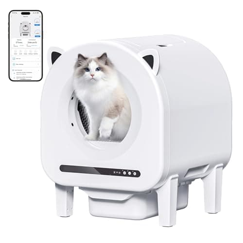 Automatic Cat Litter Box, 68L Self Cleaning Litter Box with APP Control & Real-Time Monitoring, Multi-Safety Sensors, Odor Control, 10L Waste Bin, Quiet Operation, Includes 2 Rolls Trash Bags