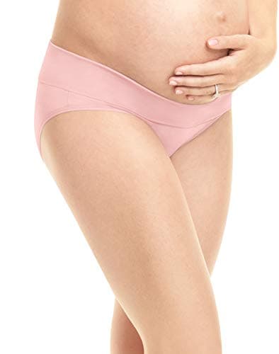 PLAYTEX Women's Maternity Maternity Fold Down Modern Brief Panties 3-Pack Underwear, in The Navy dot/White/Gentle Peach, X Large