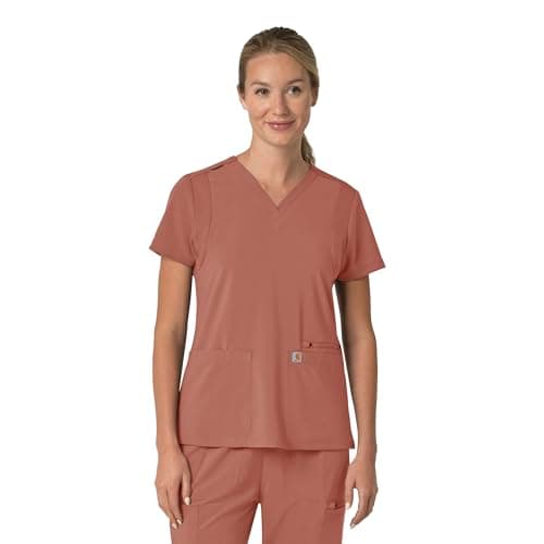 Carhartt Scrubs for Women Force Cross-Flex Panel V-Neck Tops with 3 Pockets