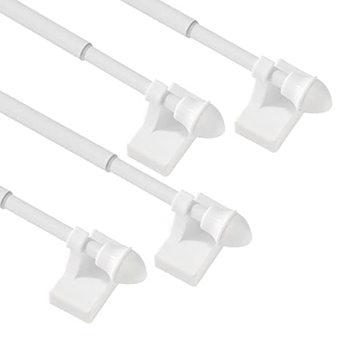 Magnetic Curtain Rods 4 Pack for Metal Doors and Windows, Multi-Use Adjustable Magnetic Rods for Small Windows Cafe Sidelight and Iron Steel Places (Adjust from 9 to 16 Inch, White)