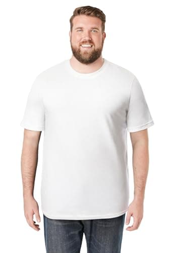 KingSize Men's Big & Tall Shrink-Less Lightweight Pocket Crewneck T-Shirt - XL, White