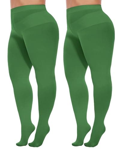 Citystl 2 Pack Plus Size Tights for Women, 80D Opaque Control Top Pantyhose