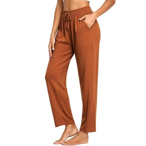 OPIBOO Wide Leg Pants for Women Casual Flowy Yoga Sweatpants with Pockets L