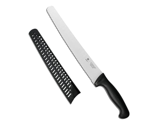 NULAS 10-Inch Serrated Bread Knife with Sheath for Sourdough, German Steel