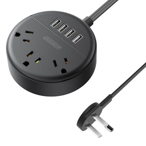 Flat Plug Power Strip, NTONPOWER 5 ft Ultra Thin Flat Extension Cord, 3 Outlet and 4 USB Ports, Wall Mountable, Compact Power Strip for Travel, Office, School, Home, Dorm Room Essentials