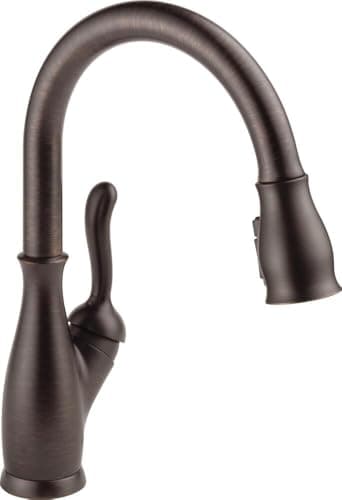 Delta Leland Oil Rubbed Bronze Kitchen Faucet with Pull Down Sprayer, Traditional Single Hole Kitchen Sink Faucet, Single Handle, Venetian Bronze 9178-RB-DST
