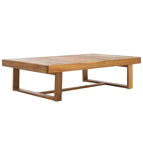 SAFAVIEH Outdoor - Duncan Natural Brown Slatted Top Solid Wood Coffee Table (PAT7331A)
