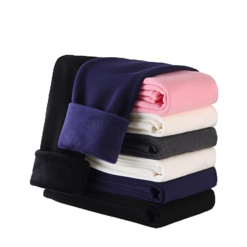 StyleSavvy Girls Winter Leggings Thick Cotton Fleece Lined Girls Pants Warm Stretchy Thermal Tights Pants Black Navy for 11-12Y