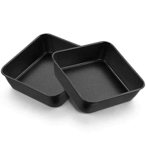 E-far 6 x 6 Inch Square Baking Cake Pan, Nonstick Small Baking Pan Set of 2