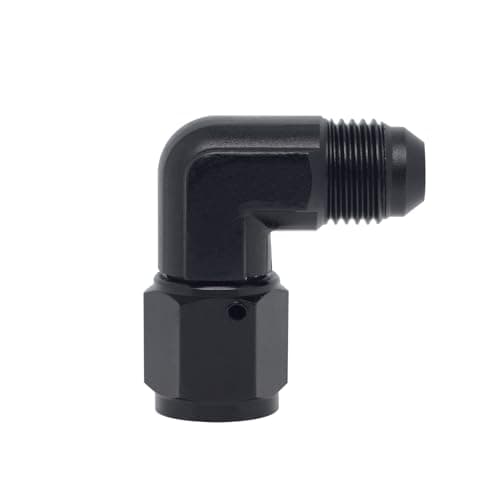 VehiMata 12AN Female to 12AN Male Flare Coupler Elbow 90 Degree Swivel Fitting Adapter Aluminium Black 1PC